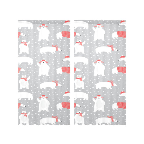 Cute polar bear christmas snow pattern Gauze Curtain