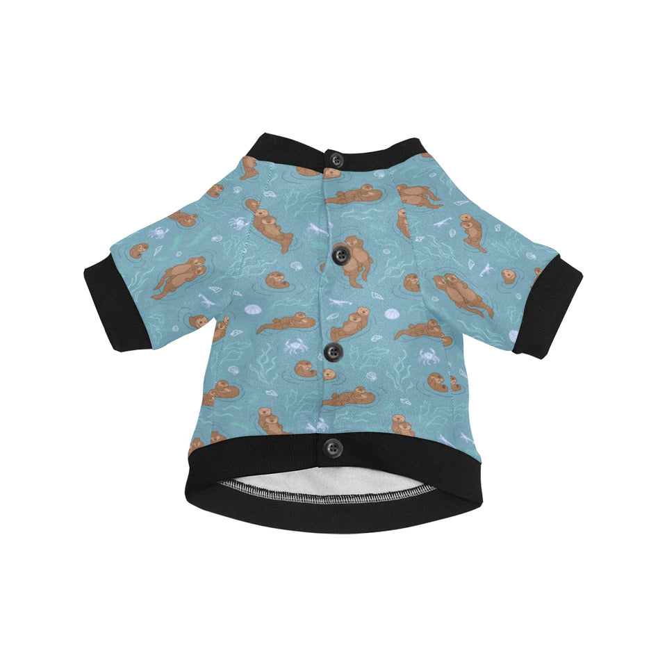Sea otters pattern All Over Print Pet Dog Round Neck Fuzzy Shirt