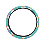 Rainbow pattern green background Car Steering Wheel Cover