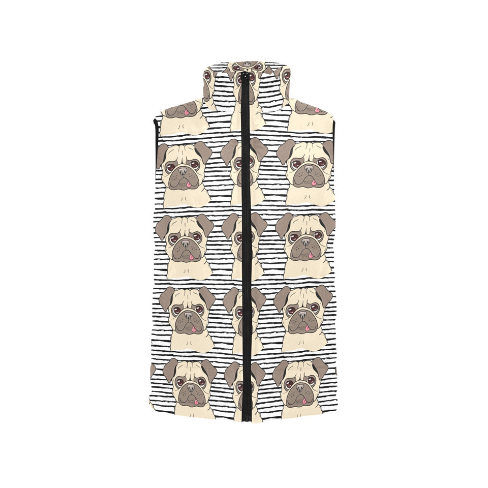 Happy pug pattern Women's Padded Vest