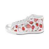 watercolor hand drawn beautiful strawberry pattern Men's High Top Canvas Shoes White