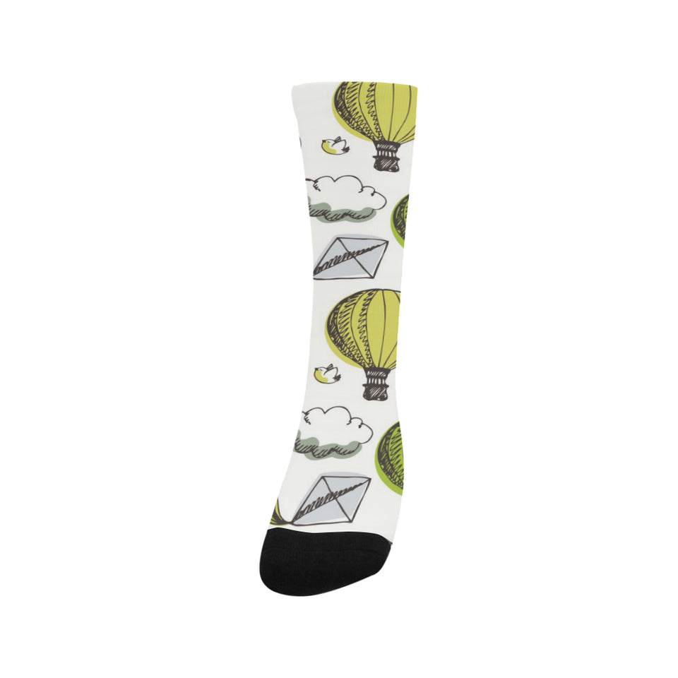Hot Air Balloon Bird Cloud Pattern Crew Socks