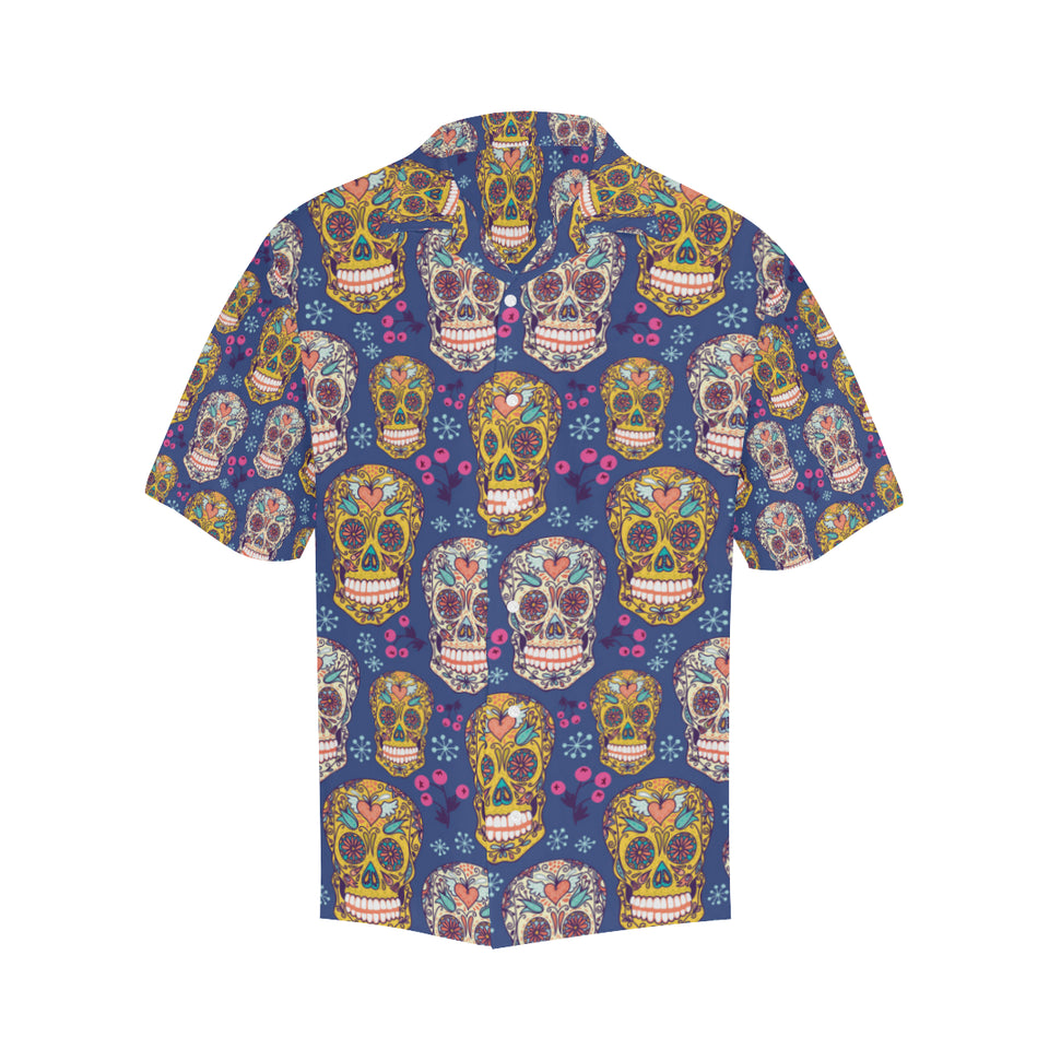 Sugar skull flower pattern Men's All Over Print Hawaiian Shirt