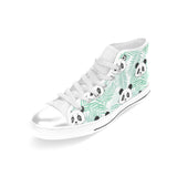 Panda pattern tropical leaves background Women's High Top Canvas Shoes White