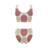Circle indian pattern Chest Bowknot High Waisted Bikini Swimsuit
