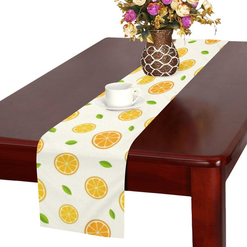 oranges leaves pattern Table Runner