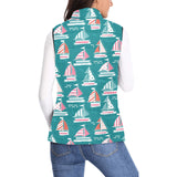 Cute sailboat pattern Women's Padded Vest