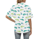 watercolor crocodile pattern Women's All Over Print Hawaiian Shirt