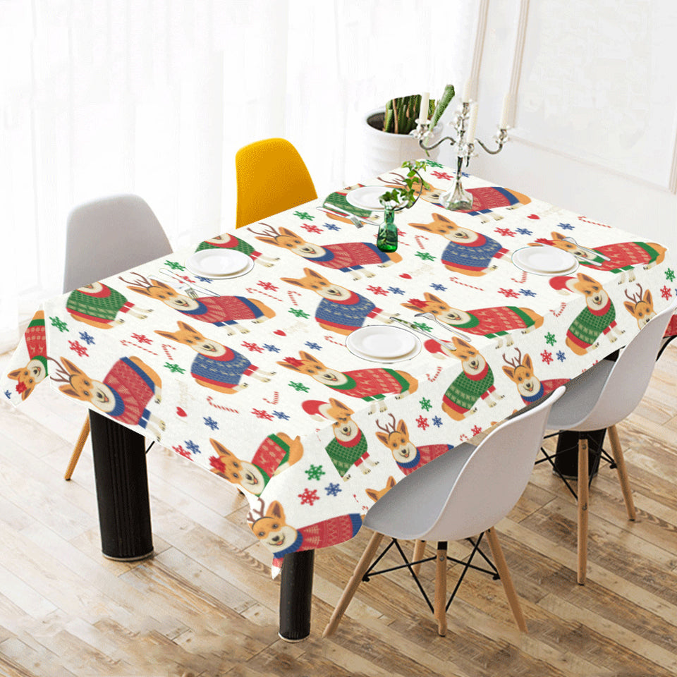 Corgi Christmas Pattern Tablecloth