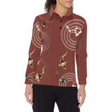 Koi Fish Carp Fish red background Women's Long Sleeve Polo Shirt