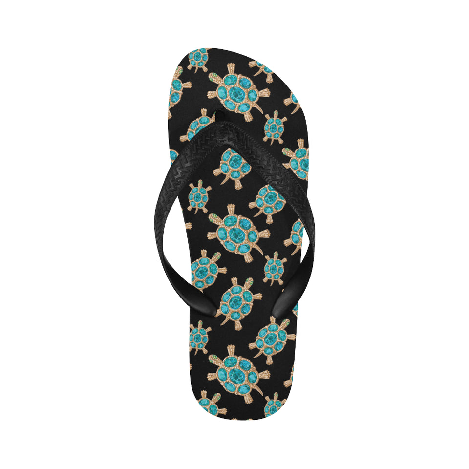 Sea turtle blue stone pattern Unisex Flip Flops