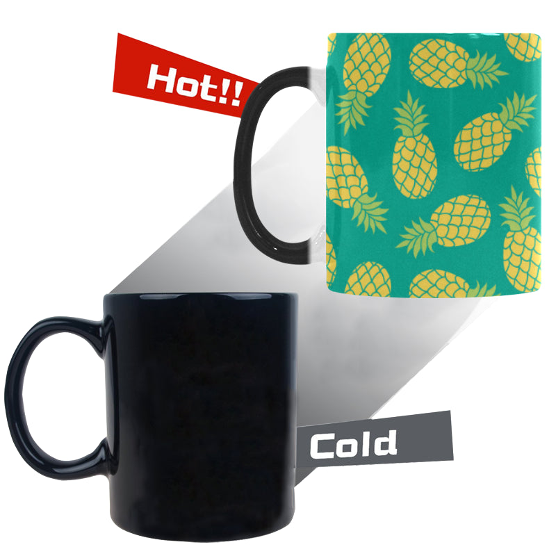 Pineapples pattern green background Morphing Mug Heat Changing Mug