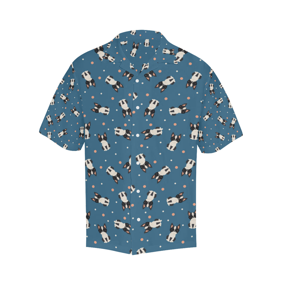 Cute boston terrier dog spattern Men's All Over Print Hawaiian Shirt