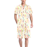 Ice cream cone pattern Men's V-Neck Short Pajama Set