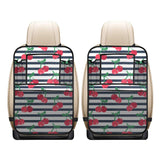 Hand drawn cherry pattern striped background Car Seat Back Organizer