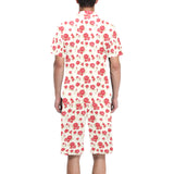 Rose Pattern Print Design 01 Men's V-Neck Short Pajama Set