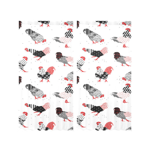 Cool rooster chicken cock floral ornament backgrou Gauze Curtain