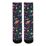 colorful space pattern planet star Crew Socks