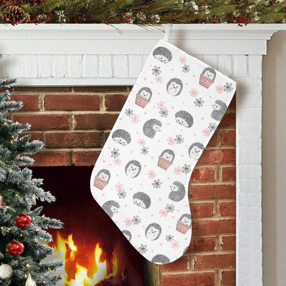 Hedgehog Pattern Print Design 02 Christmas Stocking