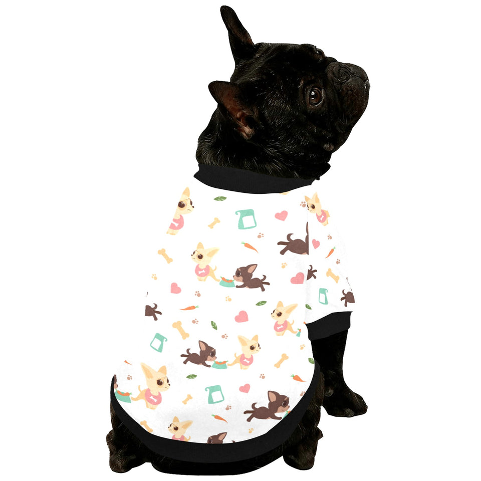 Cute Chihuahua puppie pattern All Over Print Pet Dog Round Neck Fuzzy Shirt