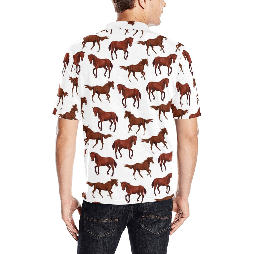 Horses running pattern background Men's All Over Print Polo Shirt