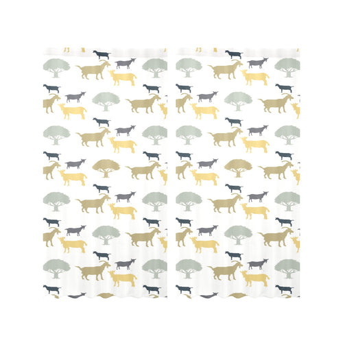 Silhouettes of goat and tree pattern Gauze Curtain