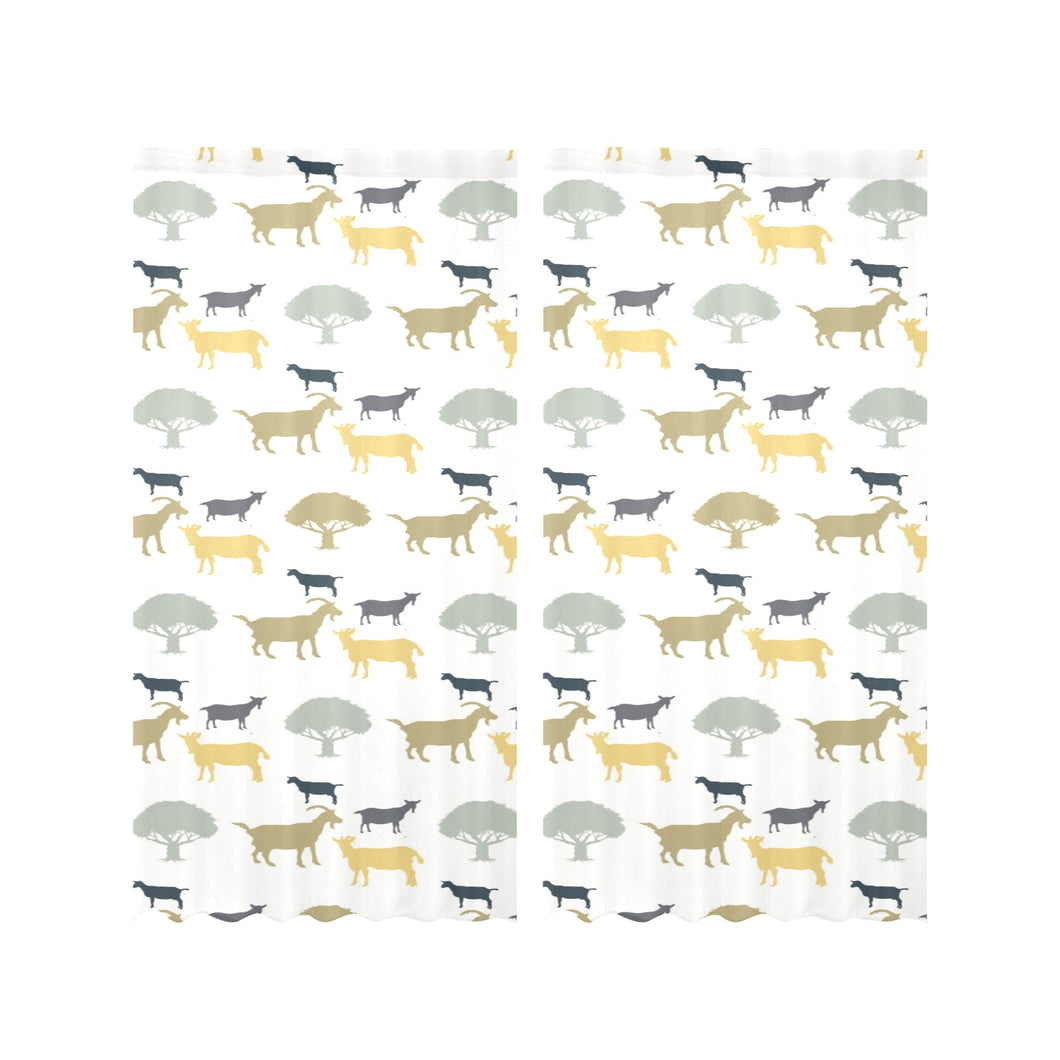 Silhouettes of goat and tree pattern Gauze Curtain