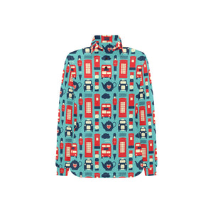 British Pattern Print Design 04 Women's Long Sleeve Polo Shirt