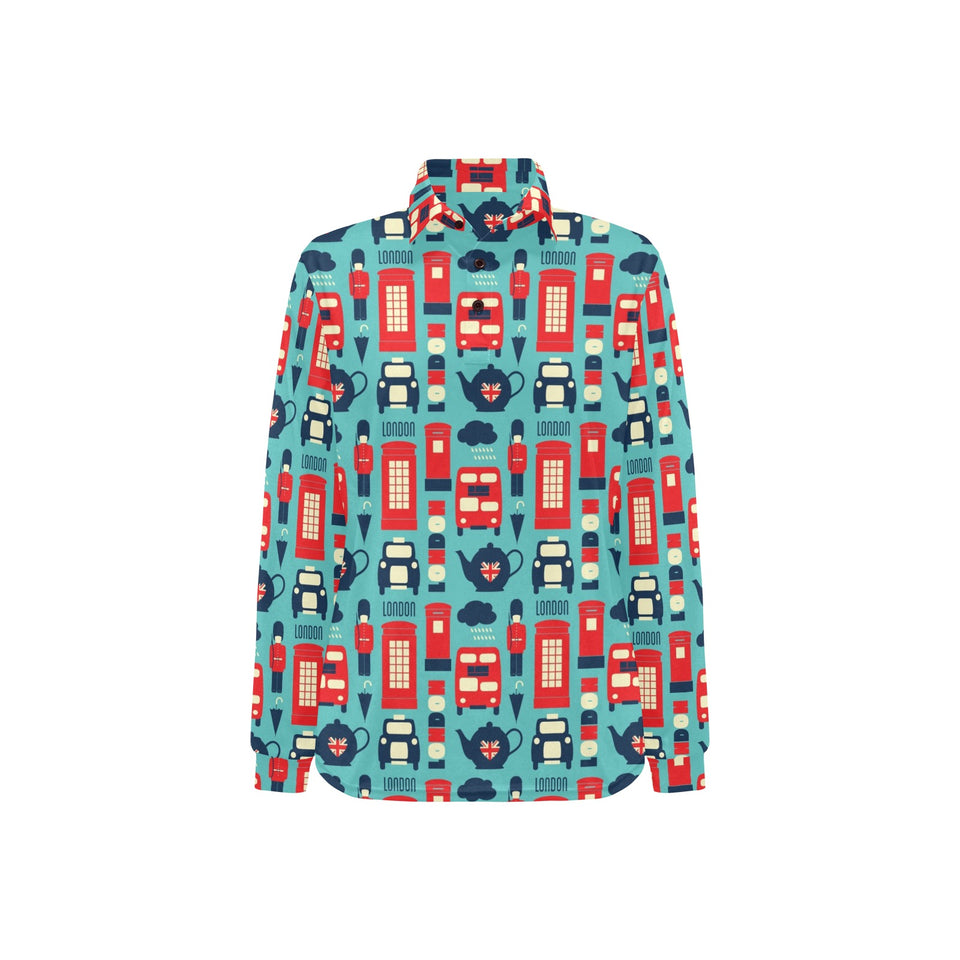 British Pattern Print Design 04 Women's Long Sleeve Polo Shirt