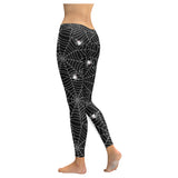 Spider web design pattern Black background white c Women's Legging Fulfilled In US