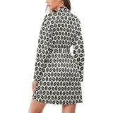 Coffee bean abstract modern pattern Women's Long Sleeve Belted Night Robe