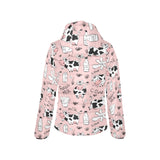 Cows milk product pink background Women's Padded Hooded Jacket