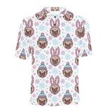 Cute pug hat rabbit costume pattern Men's All Over Print Polo Shirt