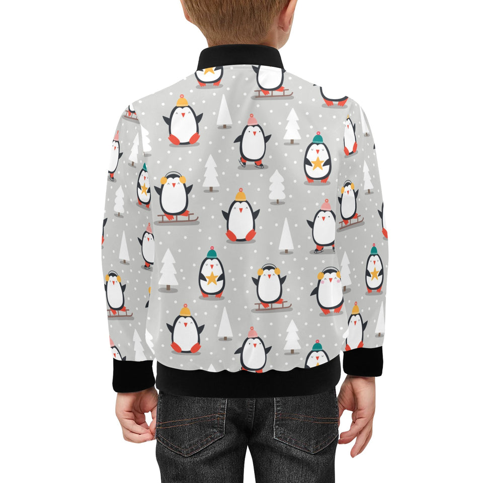 Cute Penguin christmas pattern Kids' Boys' Girls' Bomber Jacket