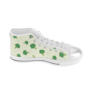 Broccoli pattern Women's High Top Canvas Shoes White