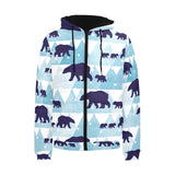 polar bear winter snow pattern Men's Padded Hooded Jacket