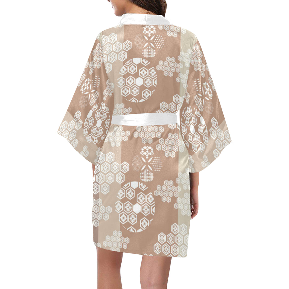 Beautiful hexagon japanese  pattern Women's Short Kimono Robe