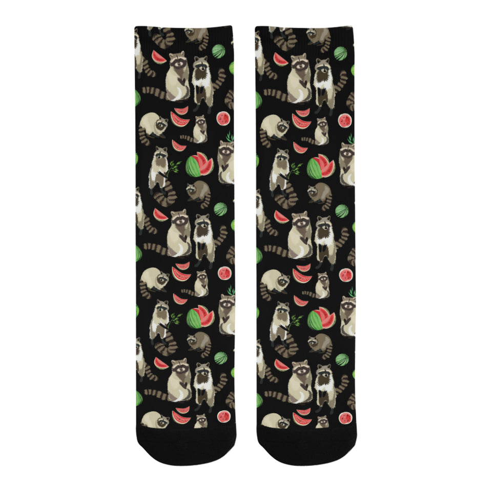 Raccoon watermelon pattern Crew Socks