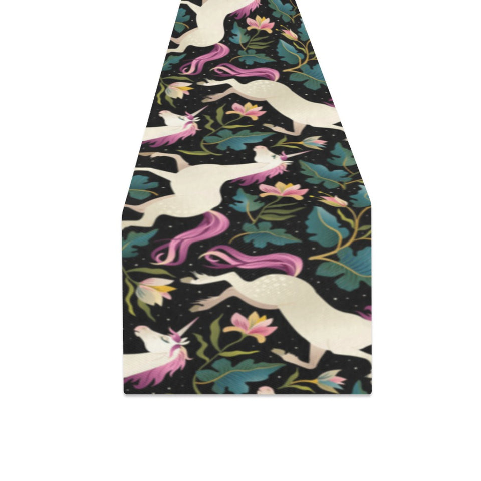 Unicorns forest background Table Runner