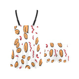 peanuts pattern background Chest Sexy Pleated Two Piece Swim Dress