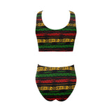 Canabis Marijuana Weed Pattern Print Design 04 Chest Bowknot High Waisted Bikini Swimsuit