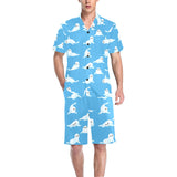 Cute sea lion seal pattern background Men's V-Neck Short Pajama Set