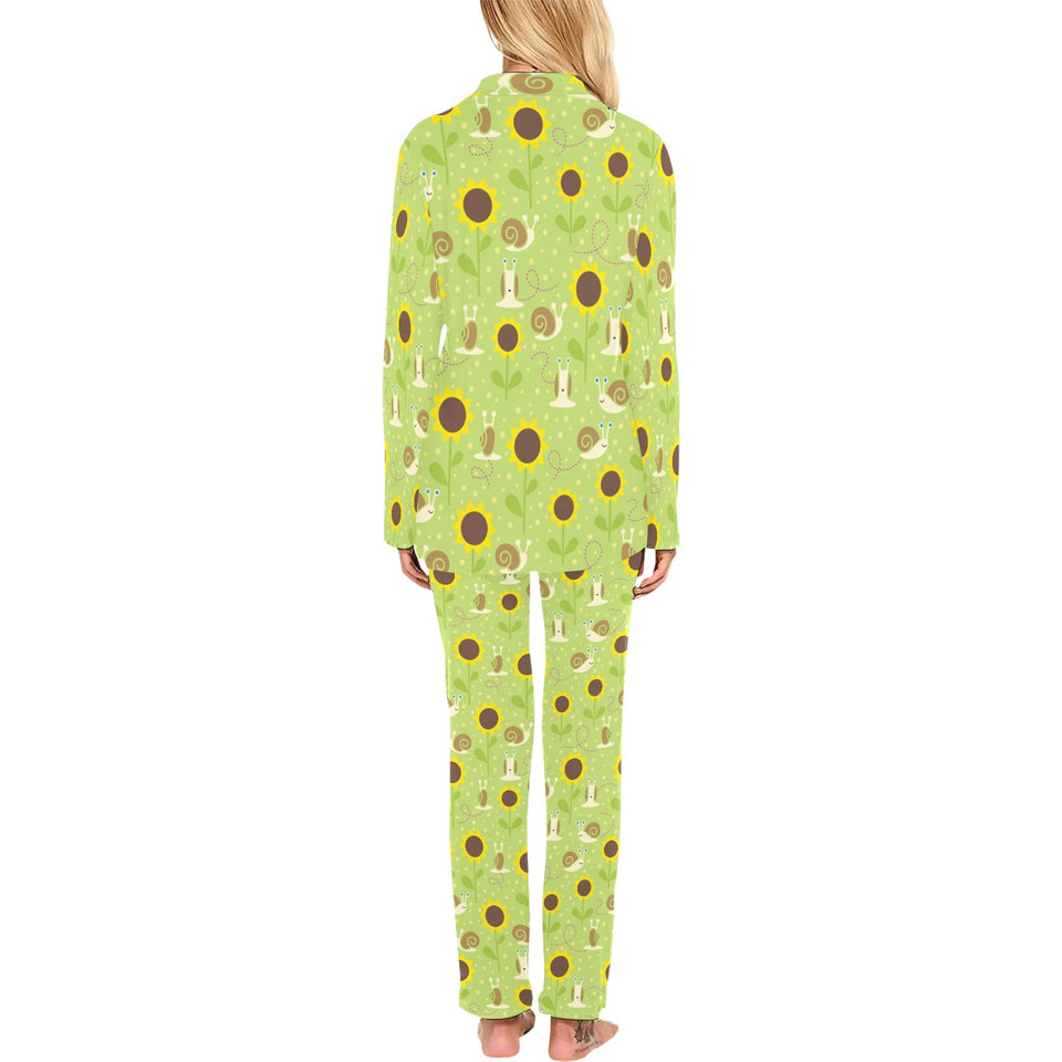 Snail Pattern Print Design 01 Women's Long Pajama Set