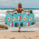 Cute sushi pattern Beach Towel
