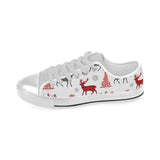 Deer tree snowflakes chrismas pattern Men's Low Top Canvas Shoes White