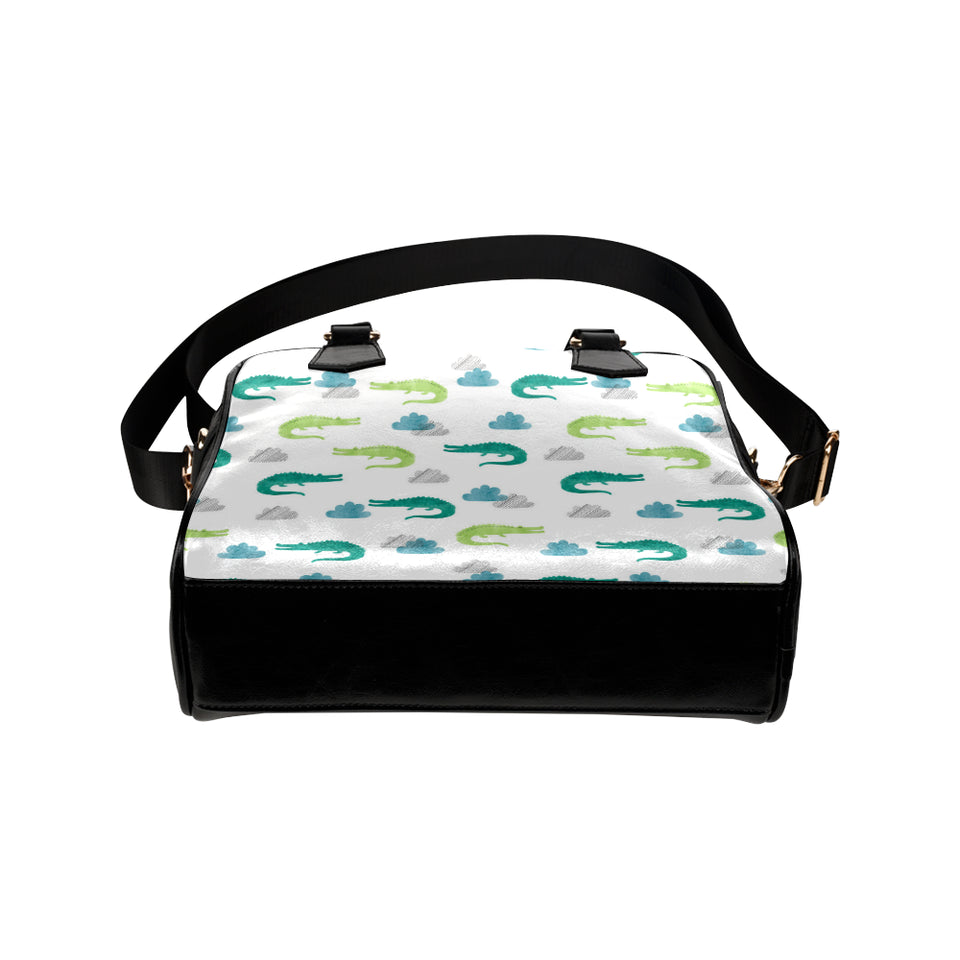 watercolor crocodile pattern Shoulder Handbag