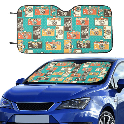 Camera Pattern Print Design 03 Car Sun Shade