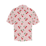 cherry pattern pink background Men's All Over Print Hawaiian Shirt