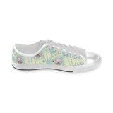 French bulldog hawaii blackground Men's Low Top Shoes White