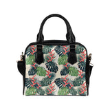 heliconia flowers, palm and monstera leaves Shoulder Handbag